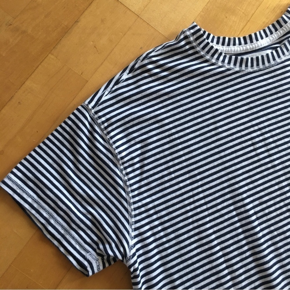 Nautica Striped Tee, Black, White, Size M
